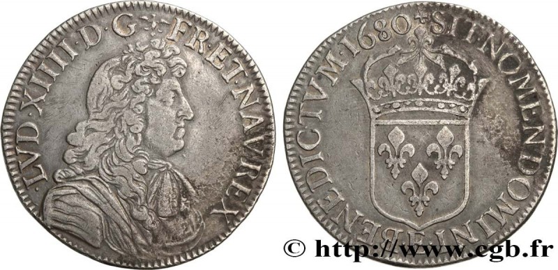 LOUIS XIV "THE SUN KING"
Type : Écu à la cravate, 1er type 
Date : 1680 
Mint...