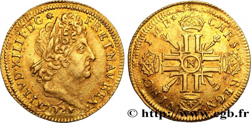 LOUIS XIV "THE SUN KING"
Type : Louis aux huit L et aux insignes 
Date : 1702 ...