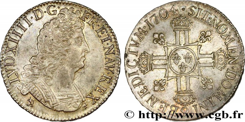 LOUIS XIV "THE SUN KING"
Type : Écu aux huit L, 2e type 
Date : 1704 
Mint na...