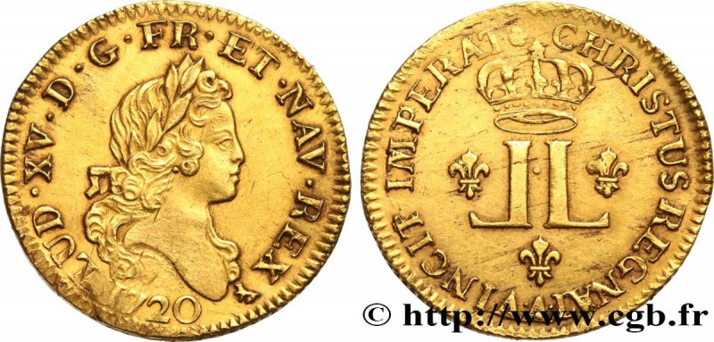 LOUIS XV THE BELOVED
Type : Louis d'or aux deux L 
Date : 1720 
Mint name / T...