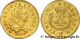 LOUIS XV THE BELOVED
Type : Louis mirliton, palmes longues 
Date : 1724 
Mint name / Town : La Rochelle 
Quantity minted : 110800 
Metal : gold ...