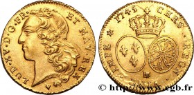 LOUIS XV THE BELOVED
Type : Double louis dit "au bandeau" 
Date : 1745 
Mint name / Town : Strasbourg 
Quantity minted : 183220 
Metal : gold 
M...