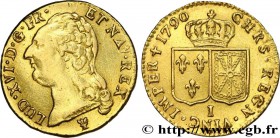 LOUIS XVI
Type : Louis d'or dit "aux écus accolés" 
Date : 1790 
Mint name / Town : Limoges 
Quantity minted : 8686 
Metal : gold 
Millesimal fi...