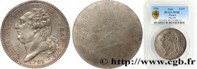 LOUIS XVI
Type : Épreuve uniface en étain de Dupré pour le droit l’écu “dit constitutionnel” 
Date : 1791 
Metal : tin 
Diameter : 38,5 mm
Edge :...