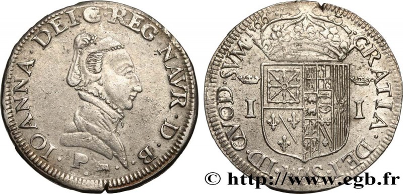 NAVARRE-BEARN - JEANNE D'ALBRET / JOAN OF ALBRET
Type : Teston 
Date : 1566 
...
