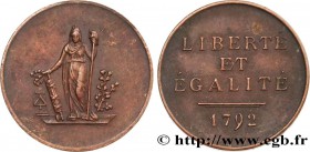 THE CONVENTION
Type : Épreuve au module de un centime 
Date : 1792 
Metal : bronze 
Diameter : 19 mm
Orientation dies : 12 h.
Weight : 2,10 g.
...