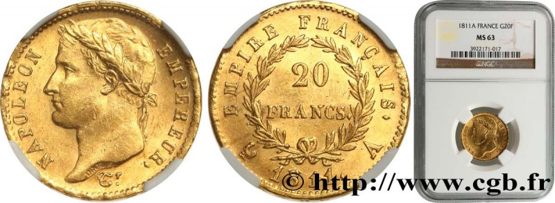 PREMIER EMPIRE / FIRST FRENCH EMPIRE
Type : 20 francs or Napoléon, tête laurée,...
