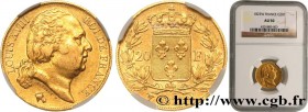LOUIS XVIII
Type : 20 francs or Louis XVIII, tête nue 
Date : 1823 
Mint name / Town : Lille 
Quantity minted : 7619 
Metal : gold 
Millesimal f...