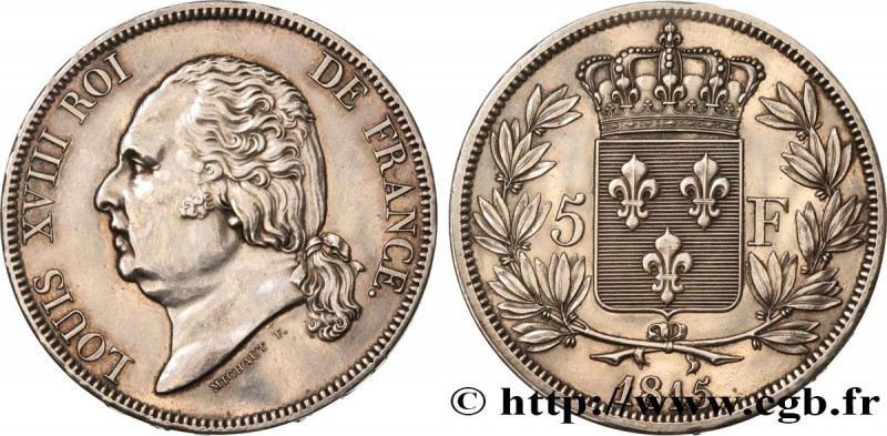 LOUIS XVIII
Type : Pièce de présentation de 5 francs Louis XVIII, tête nue 
Da...