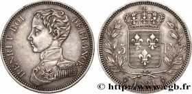 HENRY V COUNT OF CHAMBORD
Type : 5 Francs 
Date : 1831 
Quantity minted : --- 
Metal : silver 
Millesimal fineness : 900 ‰
Diameter : 37 mm
Ori...