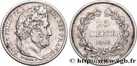LOUIS-PHILIPPE I
Type : 25 centimes Louis-Philippe 
Date : 1846 
Mint name / Town : Bordeaux 
Quantity minted : 12058 
Metal : silver 
Millesima...