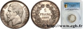 SECOND EMPIRE
Type : 1 franc Napoléon III, tête nue 
Date : 1858 
Mint name / Town : Paris 
Quantity minted : 5604142 
Metal : silver 
Millesima...