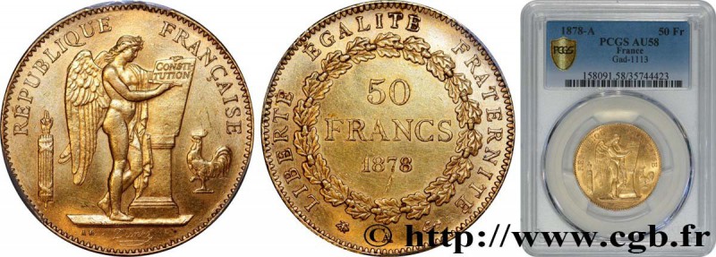 III REPUBLIC
Type : 50 francs or Génie 
Date : 1878 
Mint name / Town : Paris...
