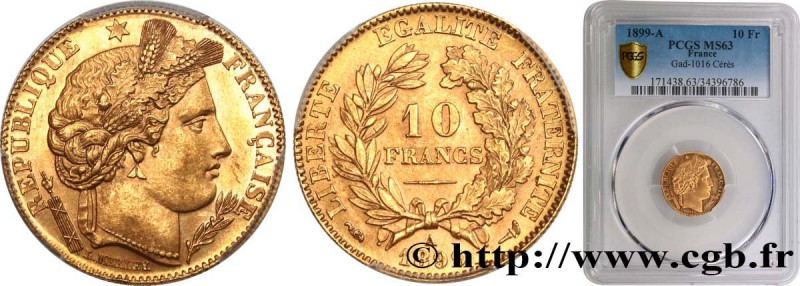 III REPUBLIC
Type : 10 francs or Cérès, Troisième République 
Date : 1899 
Mi...