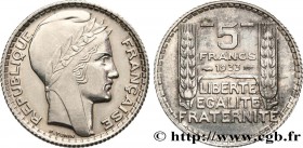 III REPUBLIC
Type : Épreuve en Bronze argenté, sans le mot ESSAI de 5 francs Turin 
Date : 1933 
Mint name / Town : Paris 
Quantity minted : --- ...