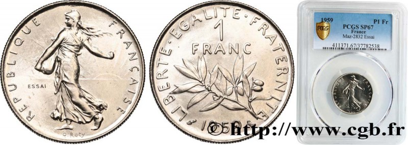 V REPUBLIC
Type : Essai de 1 franc Semeuse, nickel 
Date : 1959 
Mint name / ...