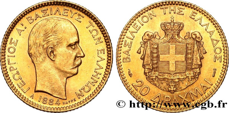 GREECE - KINGDOM OF GREECE - GEORGE I
Type : 20 Drachmes 
Date : 1884 
Mint n...