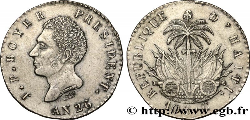 HAITI - REPUBLIC
Type : 100 Centimes Jean-Pierre Boyer an 26 
Date : 1829 
Qu...