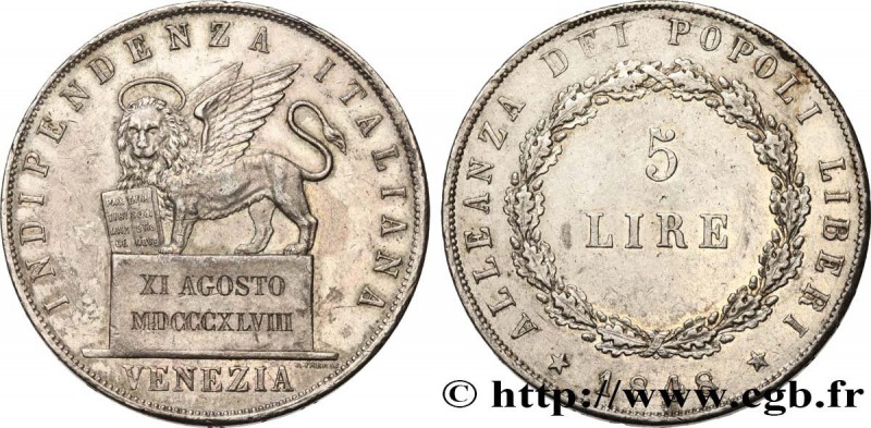ITALY - REPUBLIC OF VENICE
Type : 5 Lire 
Date : 1848 
Mint name / Town : Ven...