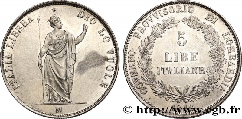 LOMBARDY - PROVISIONAL GOVERNMENT
Type : 5 Lire 
Date : 1848 
Mint name / Tow...