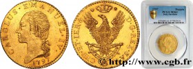 ITALY - KINGDOM OF SARDINIA - CHARLES EMMANUEL IV
Type : 1 Doppia 
Date : 1797 
Mint name / Town : Turin 
Quantity minted : - 
Metal : gold 
Mil...