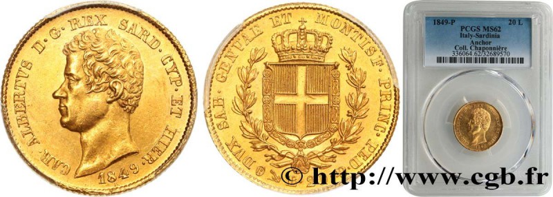 ITALY - KINGDOM OF SARDINIA - CHARLES-ALBERT
Type : 20 Lire 
Date : 1849 
Min...