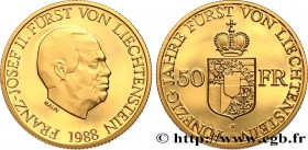 LIECHTENSTEIN - PRINCIPALITY OF LIECHTENSTEIN - FRANCIS JOSEPH II
Type : 50 Franken 
Date : 1988 
Quantity minted : 35000 
Metal : gold 
Millesim...