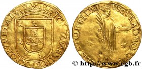 PORTUGAL - JOHN III
Type : Saint-Vincent (San Vincente) 
Date : n.d. 
Mint name / Town : Lisbonne 
Metal : gold 
Millesimal fineness : 921,9 ‰
D...