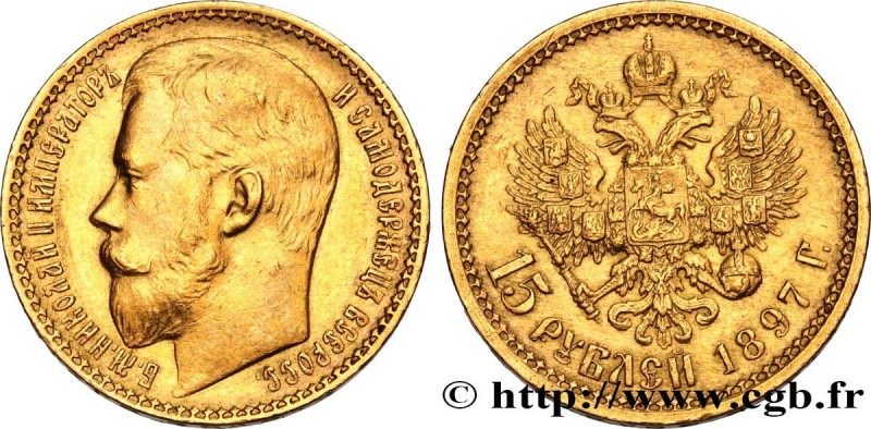 RUSSIA - NICHOLAS II
Type : 15 Roubles 
Date : 1897 
Mint name / Town : Saint...