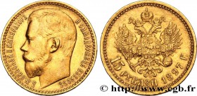 RUSSIA - NICHOLAS II
Type : 15 Roubles 
Date : 1897 
Mint name / Town : Saint-Petersbourg 
Quantity minted : 11900000 
Metal : gold 
Millesimal ...