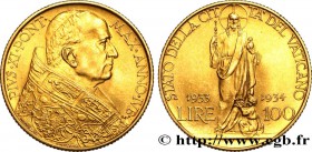 VATICAN - PIUS XI (Achille Ratti)
Type : 100 Lire 
Date : 1933-1934 
Mint name / Town : Rome 
Quantity minted : 23235 
Metal : gold 
Millesimal ...