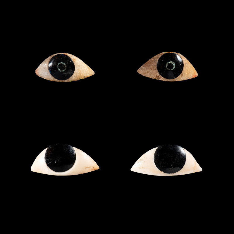 A LOT OF TWO PAIR OF NEW-KINGDOM STONE EYES FOR INLAYS.
New-Kingdom, Dynasty 19...