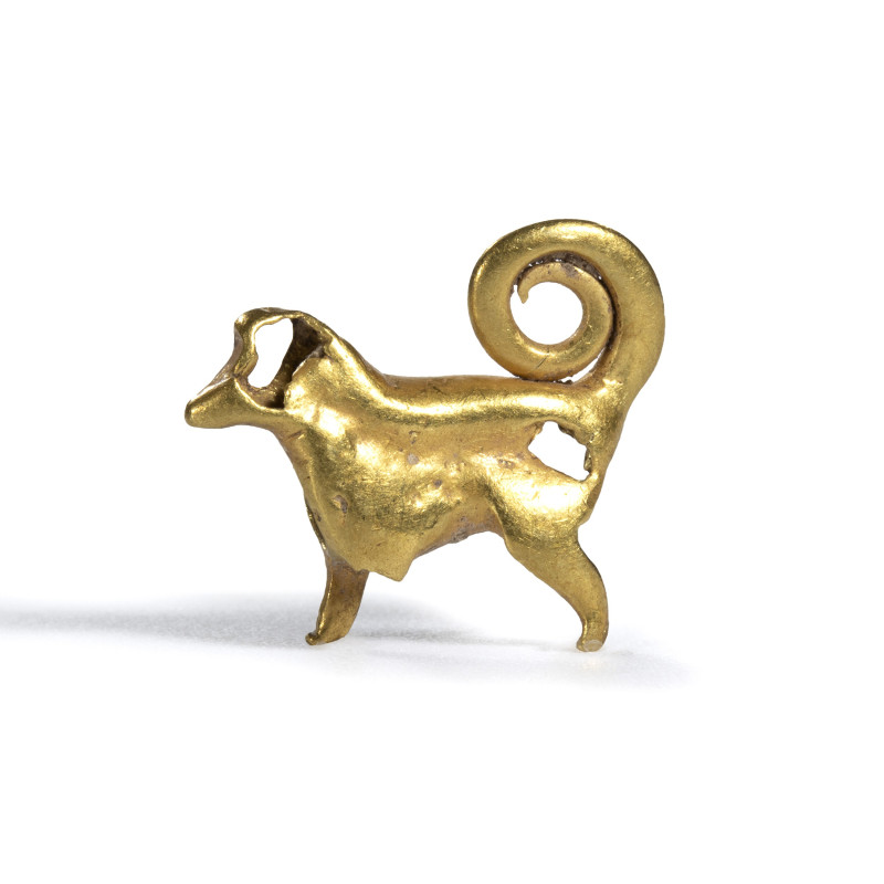 *AN ELAMITE GOLD DOG AMULET.
Ca. 3100-2900 BCE
L. 1,6 cm

Provenance
Old pr...