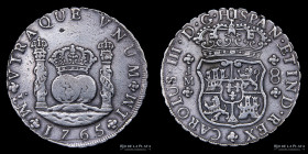 Lima. Carlos III. 8 Reales 1765 LM. Columnaria. KM A64
