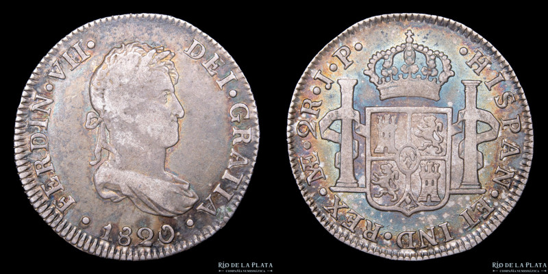 Lima. Fernando VII (1808-1825) 2 Reales 1820 JP. Plata 896; 27.5mm; 6.30g. KM115...