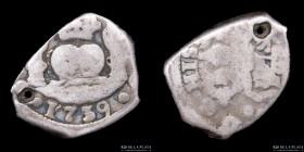 Guatemala. Felipe V. 2 Reales 1739 J. Macuquina. KM4