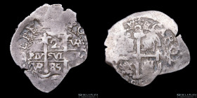 Potosi. Carlos II. 2 Reales 1685 VR. Macuquina. CJ 30.19