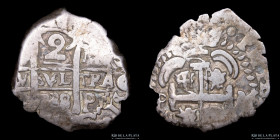 Potosi. Felipe V. 2 Reales 1738 M. Macuquina. CJ 45.11