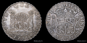 Potosi. Carlos III. 8 Reales 1770 JR Columnaria. CJ 58.4.3