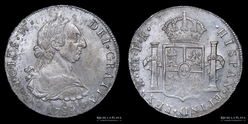 Potosí. Carlos IV (1788-1808) 8 Reales 1789 PR (Pedro Mazondo, Raymundo de Yturr...