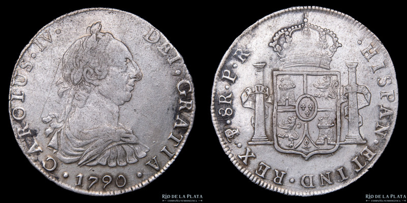 Potosí. Carlos IV (1788-1808) 8 Reales 1790 PR (Pedro Mazondo, Raymundo de Yturr...