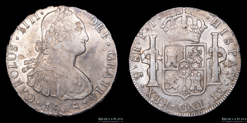 Potosí. Carlos IV. (1788-1808) 8 Reales 1808 PJ (Pedro Martín Albizu, Juan Palom...