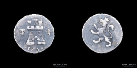Potosi. Carlos IV. 1/4 Real 1808. CJ 81.15
