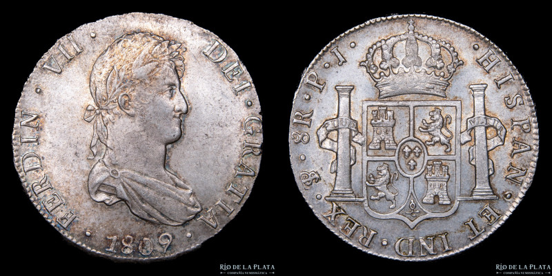 Potosí. Fernando VII (1808-1833) 8 Reales 1809 PJ (Pedro Martin Albizu, Juan Pal...