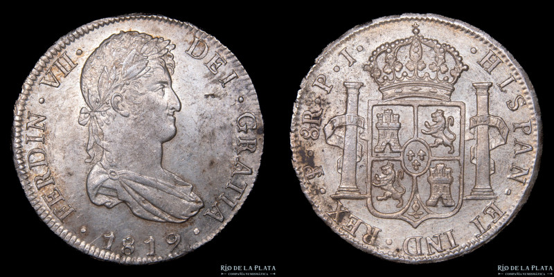 Potosí. Fernando VII (1808-1833) 8 Reales 1819 PJ (Pedro Martín Albizu, Juan Pal...