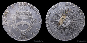 Provincias Unidas. 4 Soles 1815 FL. CJ 9.1.2