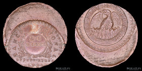 Argentina. Buenos Aires. 20 Decimos 1827 descentrado. CJ 3.1