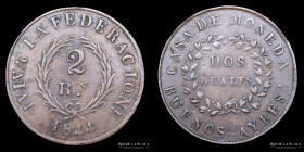 Argentina. Buenos Aires. 2 Reales 1844. CJ 15.3.1