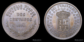 Araucania y Patagonia. 2 Centavos 1874. CJ 5.2