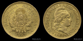 Argentina. 5 Pesos 1881 Argentino de oro. CJ 1.2